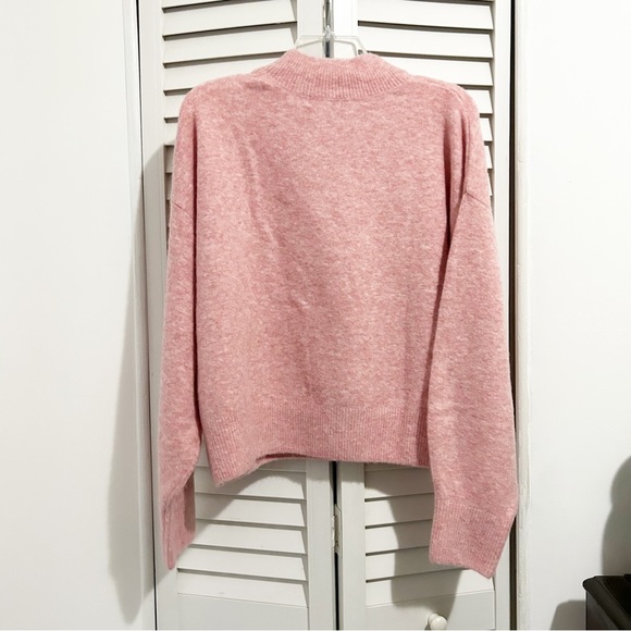 Woolen Bloom Pink Mock Neck Sweater Wool Acrylic Blend Size Large (L) - Picture 6 of 7